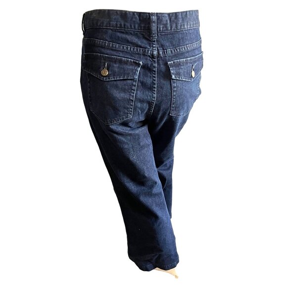 Ralph Lauren Mid Rise Wide Leg Jeans Sz 10 Petite Womens Back Cargo Pockets - Picture 1 of 16
